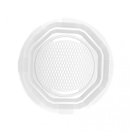 Plato mediano blanco PS reutilizable 220mm (20PAQ x 25uds: 500uds)