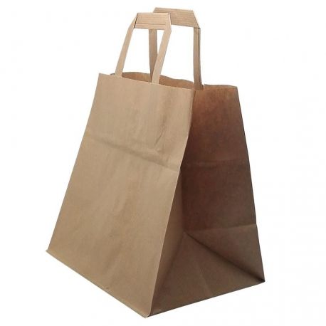 Bolsa Asa Plana base ancha Kraft 32 + 22 x 33cm (250 uds)