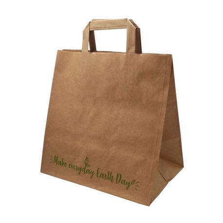 Bolsa Asa Plana base ancha 26 + 18 x 25cm "Make everyday earth day" (250 uds)