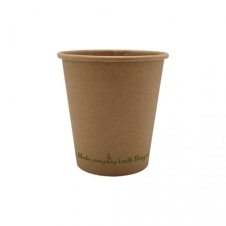 Vasos de papel Kraft "Make everyday earth day" Ø60mm 120ml (4Oz) (1.000 uds)