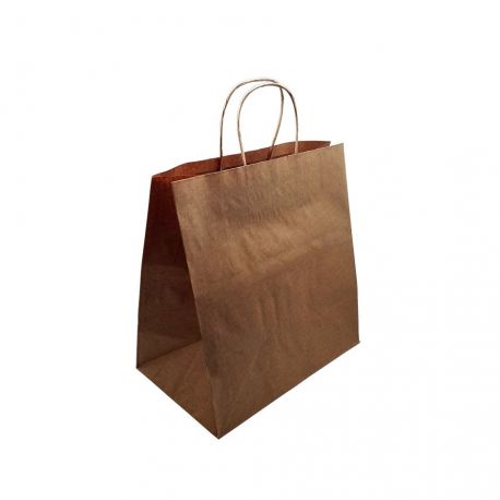 [BOPASA000023] Bolsas Papel Asa Rizada Kraft Reciclables 22 + 10 x 27cm (250 uds)